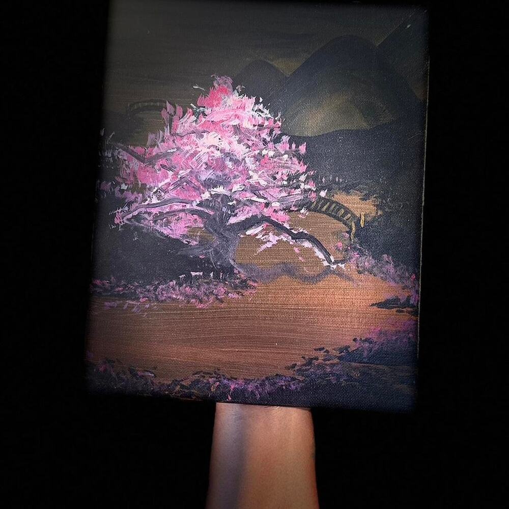 Cherry Blossom Tree Painting Japanese Inspired Art